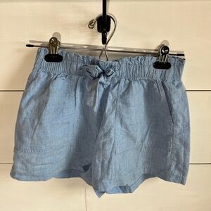 H&M Light Blue High-Waist Linen-Blend Shorts with Drawstring